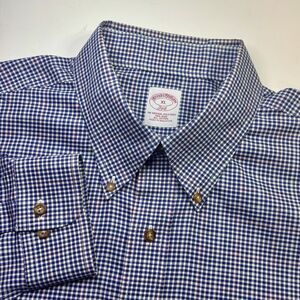 Brooks Brothers‎ 346 Men's XL Blue Red Gingham  Long Sleeve Button Down Shirt